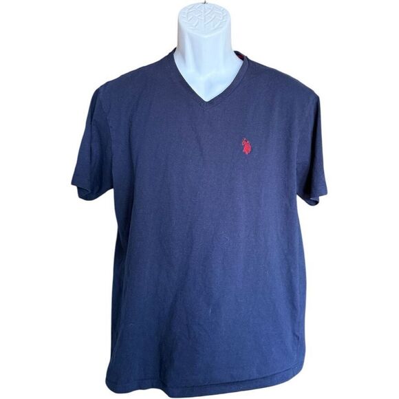 Mens US Polo Assn Navy Blue Supersoft V-Neck Cotton Tee Shirt - Sz M - Picture 1 of 1